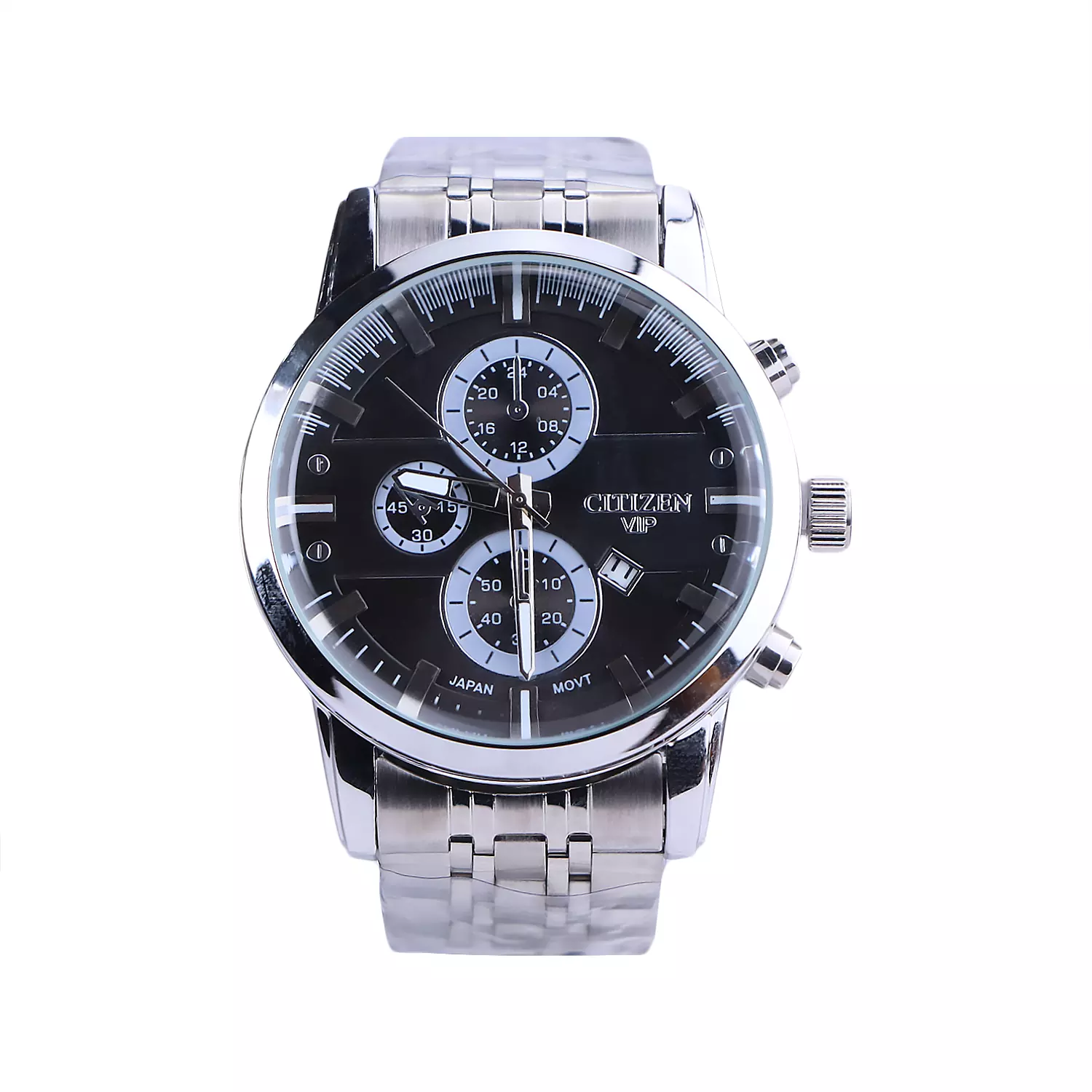 Citizen-VIP-Watch-Code-G-2363.331.webp ساعت مچی سیتیزن مردانه فلزی نقره ای صفحه مشکی G 2363/33 - Image 1