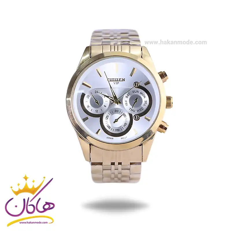 Citizen-VIP-watch-code-G-22056.21.webp ساعت مچی سیتیزن مردانه فلزی طلایی G22056/2 - Image 1