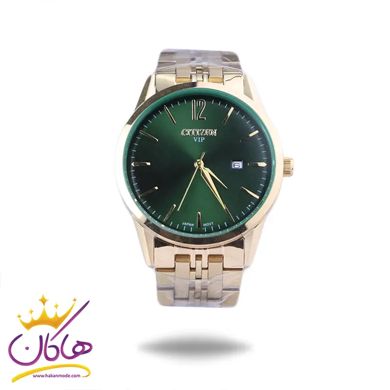 Citizen-VIP-watch-code-G-31621.81.webp ساعت مچی سیتیزن مردانه فلزی طلایی صفحه سبز G31621/8 - Image 1