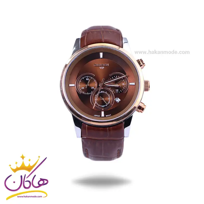 Citizen-VIP-watch-code-G-8111.31.webp ساعت مچی سیتیزن مردانه بند چرم صفحه قهوه ای کرنوگراف G8111/3 - Image 1