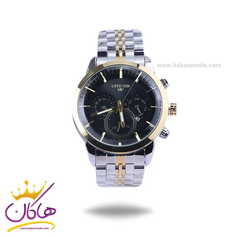 Citizen-VIP-watch-code-G-9766.11-1.webp ساعت عقربه ای سیتیزن مردانه فلزی صفحه مشکی G 9766/11 - Image 1