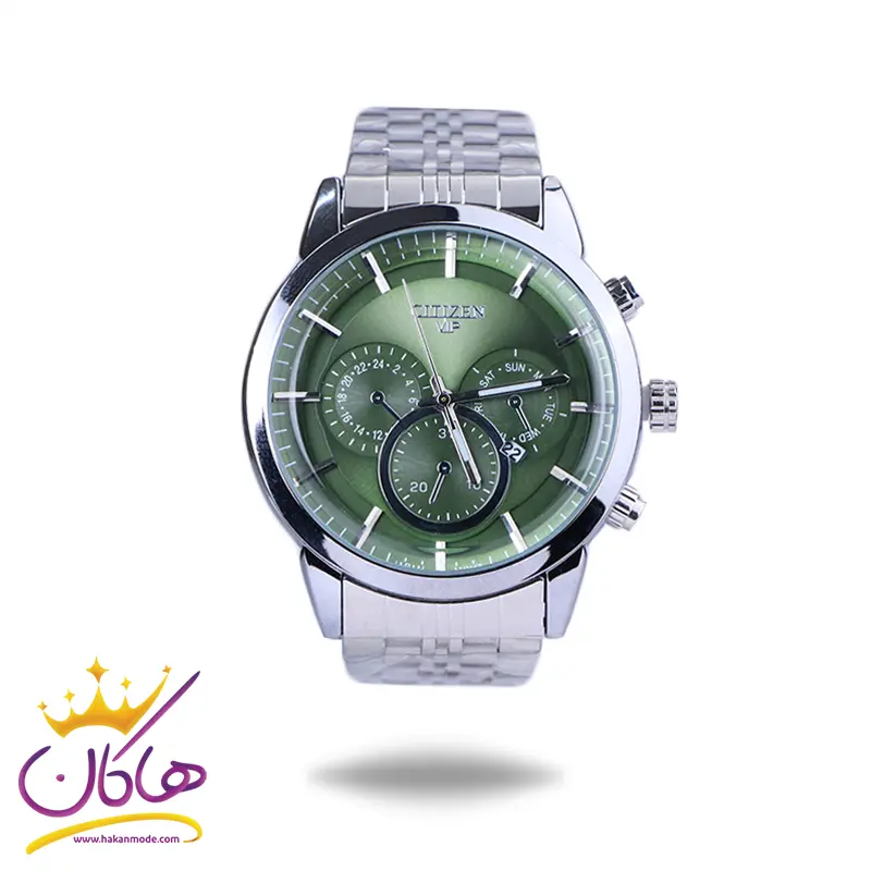 Citizen-VIP-watch-code-G9766.151.webp ساعت عقربه ای سیتیزن مردانه فلزی صفحه سبز G 9766/15 - Image 1