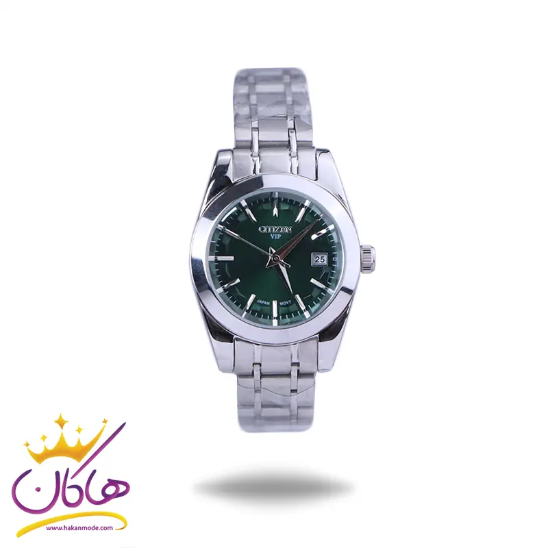 Citizen-VIP-watch-code-L-31624.31.webp ساعت مچی سیتیزن زنانه فلزی نقره ای صفحه سبز L31624/3 - Image 1