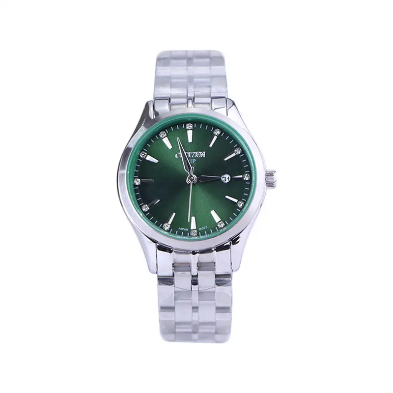Citizen-VIP-watch-code-L-31626.41.webp ساعت مچی سیتیزن زنانه فلزی نقره ای صفحه سبز L31626/4 - Image 1