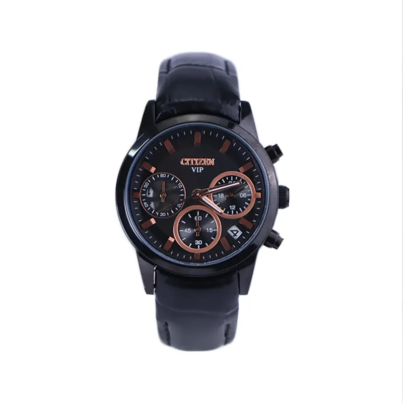 Citizen-VIP-watch-code-L-9235.21.webp ساعت مچی سیتیزن زنانه بند چرم مشکی کرنوگراف L9235/2 - Image 1