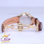 ساعت مچی سیتیزن زنانه بند چرم قهوه ای قاب طلایی کرنوگراف L9235/4 - Image 2