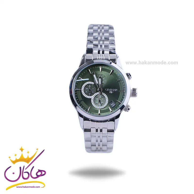 Citizen-VIP-watch-code-L-9762.71.webp ساعت سیتیزن زنانه فلزی نقره ای صفحه سبز L 9766/7 - Image 1