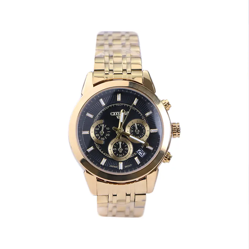 Citizen-VIP-watch-code-L-9766.201.webp ساعت مچی زنانه سیتیزن فلزی طلایی صفحه مشکی L 9766/20 - Image 1