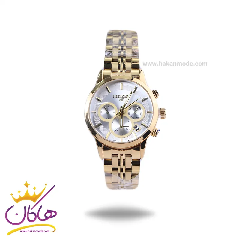 Citizen-VIP-watch-code-L-9766.81.webp ساعت مچی عقربه ای سیتیزن زنانه فلزی طلایی L 9766/8 - Image 1