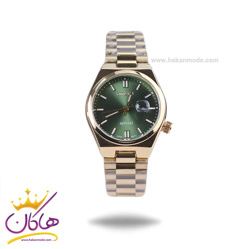 Citizen-highcopy-watch-code-1211281.webp ساعت مچی سیتیزن زنانه فلزی طلایی صفحه سبز 107334/6 - Image 1