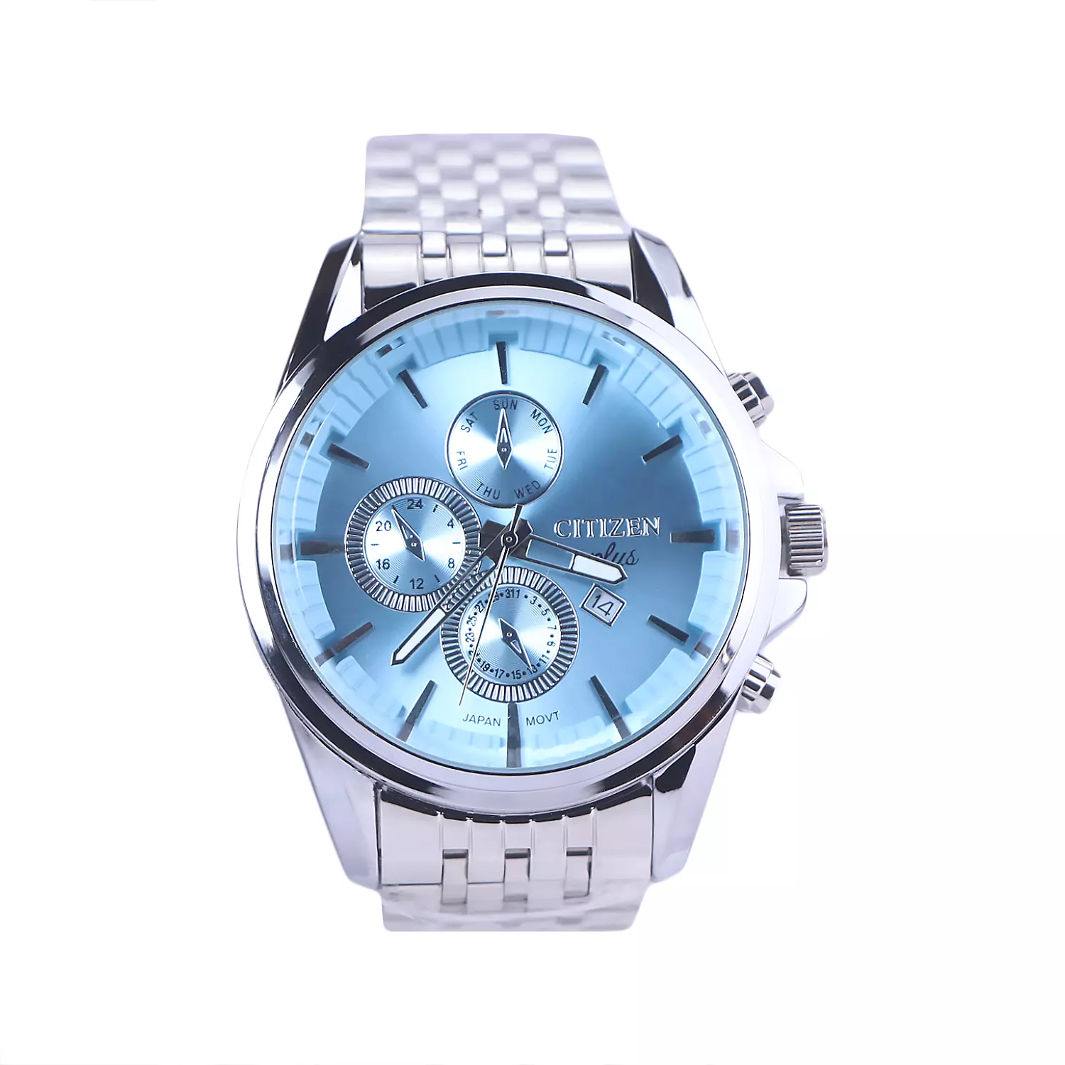 Citizen-plus-Watch-Code-G-2025-8.11-1.webp ساعت مچی سیتیزن فلزی مردانه نقره ای صفحه آبی تیفانی G 2025-8/1 - Image 1