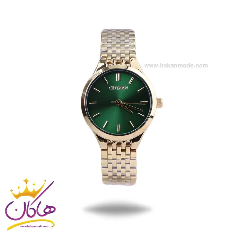 Citizzen-watch-code-3325.101.webp ساعت مچی سیتیزن زنانه فلزی طلایی صفحه سبز 3325/10 - Image 1