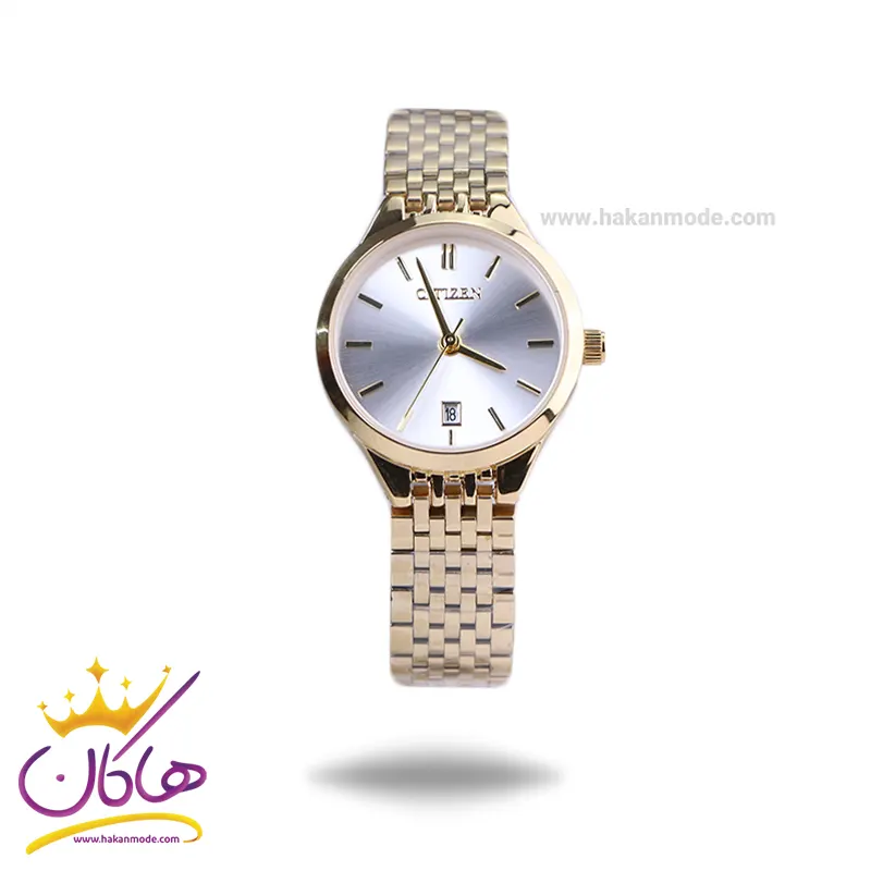 Citizzen-watch-code-3325.11.webp ساعت مچی سیتیزن زنانه فلزی طلایی صفحه سفید 3325/1 - Image 1