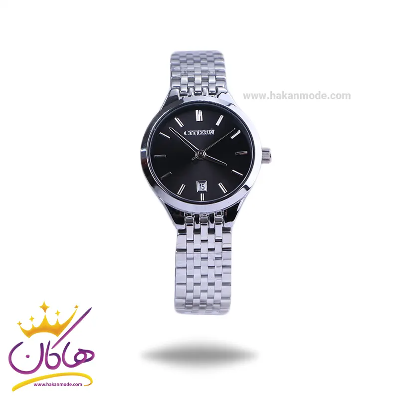 Citizzen-watch-code-3325.21.webp ساعت مچی سیتیزن زنانه فلزی نقره ای صفحه مشکی 3325/2 - Image 1