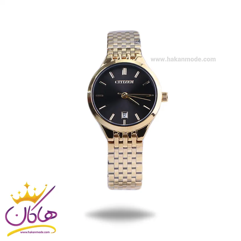 Citizzen-watch-code-3325.91.webp ساعت مچی سیتیزن زنانه فلزی طلایی صفحه مشکی 3325/9 - Image 1