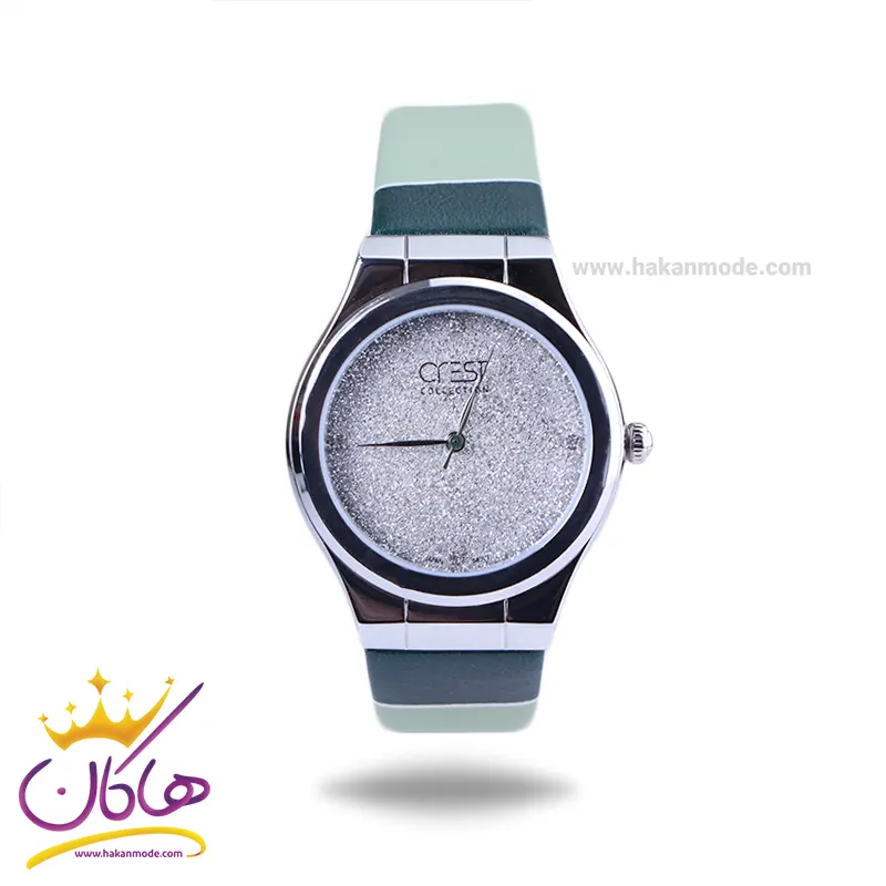 Crest-watch-code-6264.11.webp ساعت مچی کرست زنانه بند چرم سبز صفحه شاین crest 6264/1 - Image 1