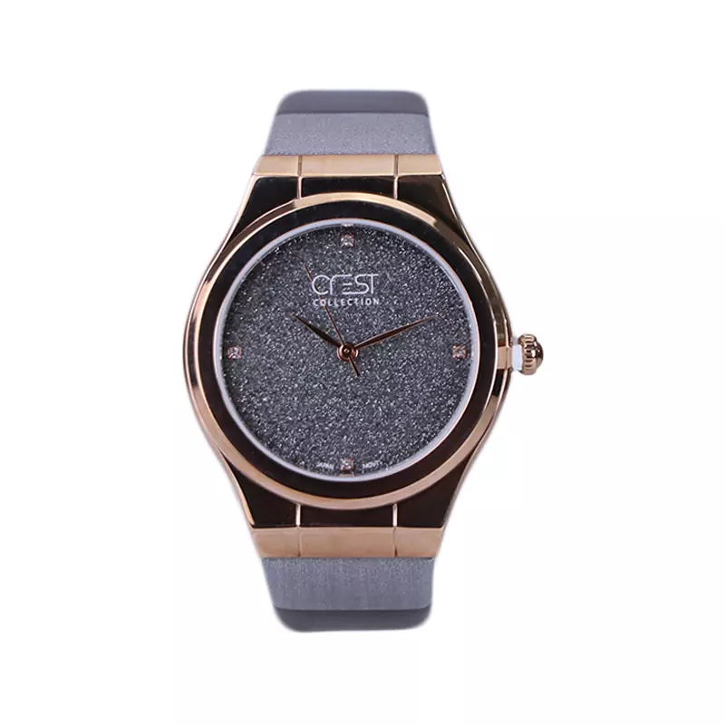Crest-watch-code-6264.21.webp ساعت مچی کرست زنانه بند چرم طوسی صفحه شاین 6264/2 - Image 1