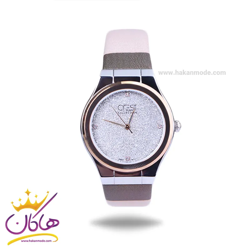 Crest-watch-code-6264.31.webp ساعت مچی کرست زنانه بند چرم کرم صفحه شاین 6264/3 - Image 1