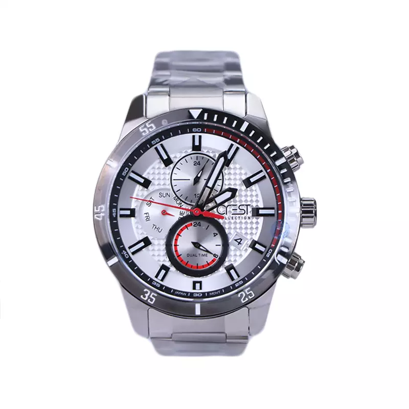 Crest-watch-code-6271.31.webp ساعت مچی عقربهای کرست مردانه فلزی نقره ای 6271/3 - Image 1