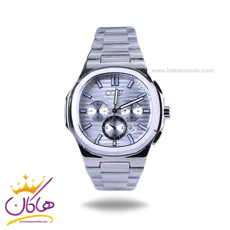 Crest-watch-code-6319.11.webp ساعت مچی عقربه ای کرست مردانه فلزی نقره ای crest 6319/1 - Image 1