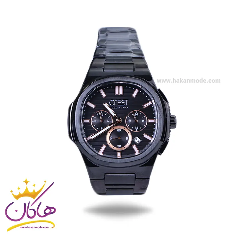 Crest-watch-code-6319.51.webp ساعت مچی عقربه ای کرست مردانه فلزی مشکی crest 6319/5 - Image 1