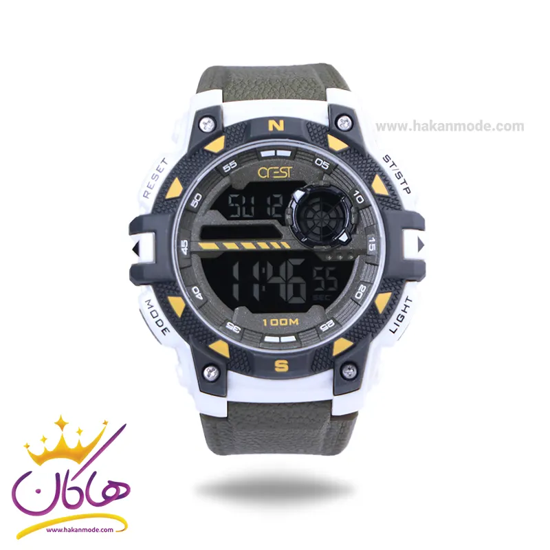 Crest-watch-code-9503.21.webp ساعت مچی کرست پرو مردانه بند رابر سبز دیجیتالی crest 9503/2 - Image 1