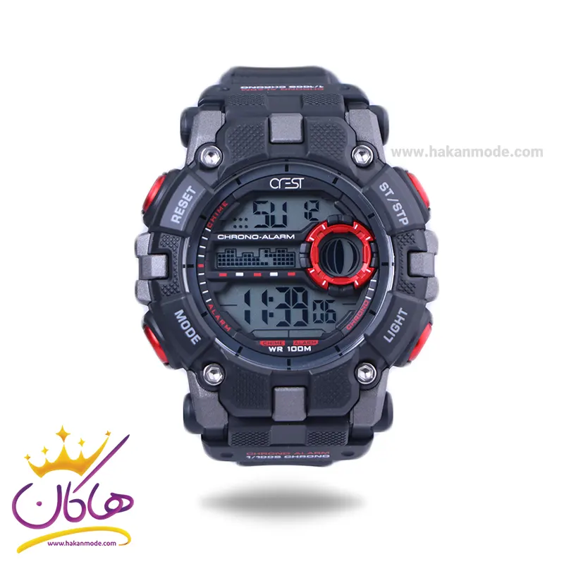 Crest-watch-code-9505.11.webp ساعت مچی کرست پرو مردانه بند رابر مشکی دیجیتالی crest 9505/1 - Image 1
