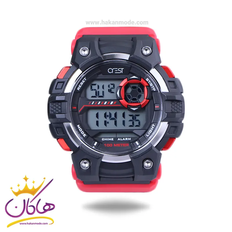 Crest-watch-code-9507.11.webp ساعت مچی مردانه کرست پرو دیجیتالی بند رابر قرمز مشکی crest 9507/1 - Image 1
