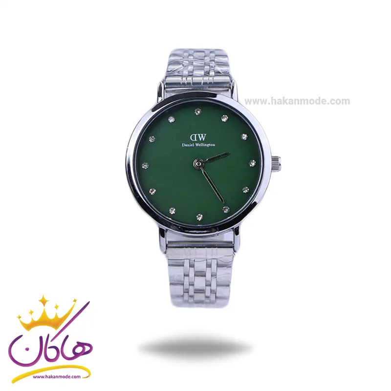 Daniel-wellington-watch-code-6020.81.webp ساعت مچی دنیل ولینگتون زنانه فلزی نقره ای صفحه سبز 6020/8 - Image 1
