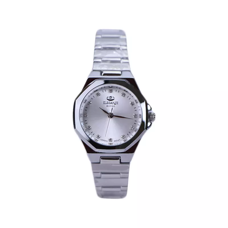 Elegance-Royal-Watch-Code-ER-2226.21.webp ساعت مچی الگانس زنانه فلزی قاب چندضلعی نقره ای ER 2226/2 - Image 1