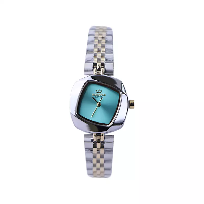 Elegance-Royale-Watch-Code-ER-2200.11.webp ساعت مچی الگانس زنانه فلزی قاب مربع صفحه تیفانی ER 2200/1 - Image 1