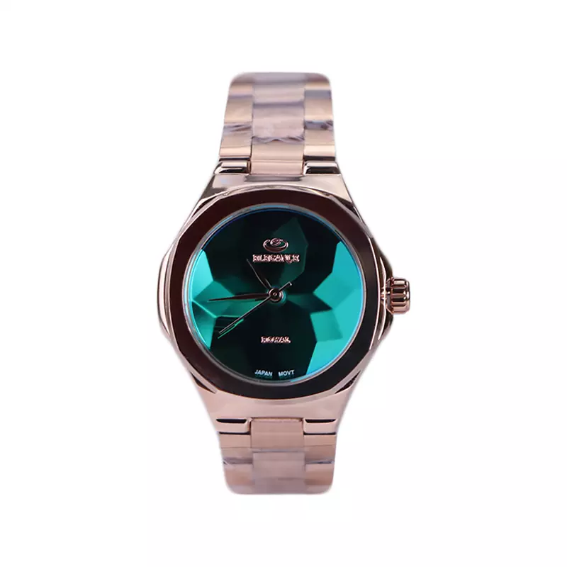 Elegance-Royale-Watch-Code-ER-2211.21.webp ساعت مچی الگانس زنانه فلزی رزگلد صفحه سبز ER 2211/2 - Image 1