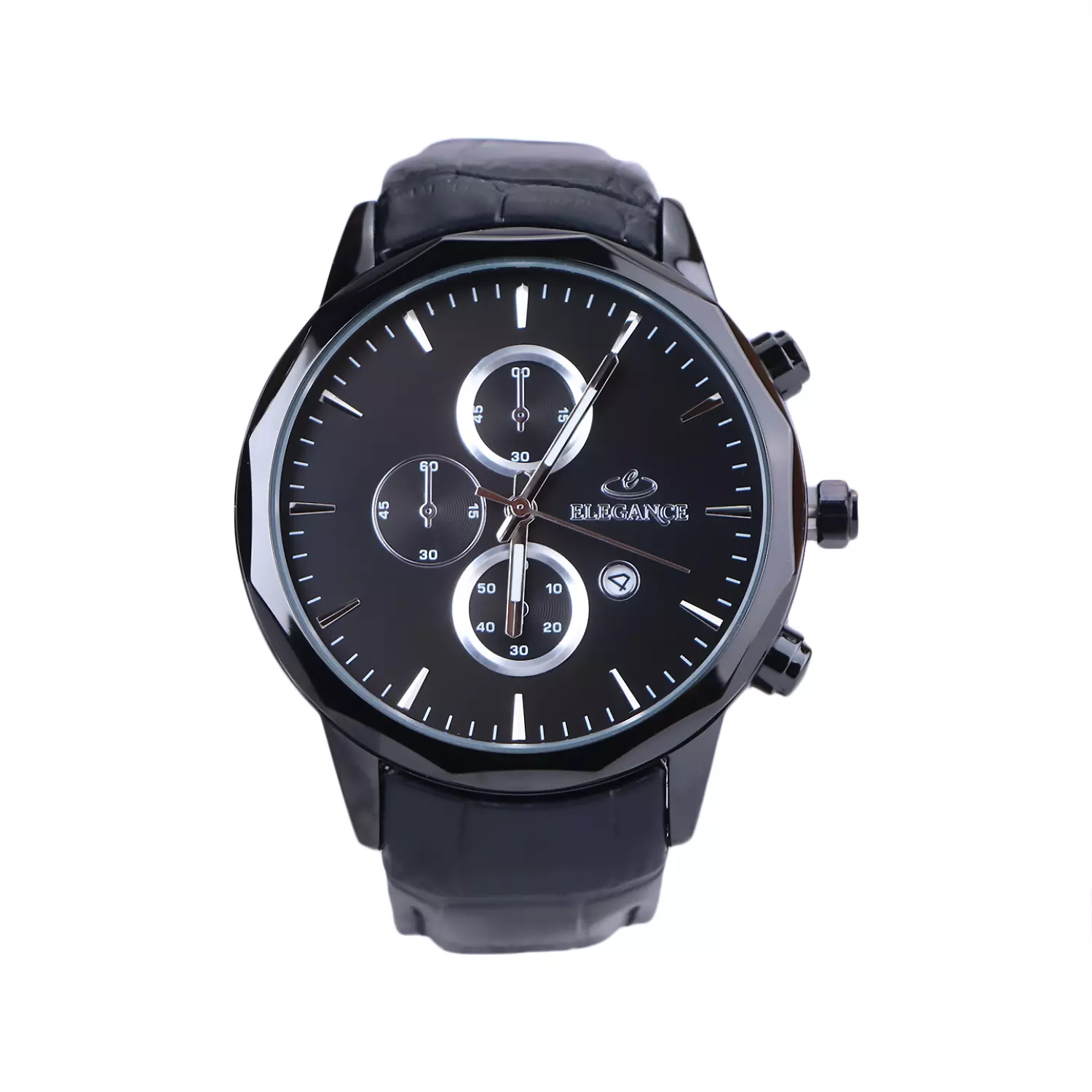 Elegance-Watch-Code-G-1236.61.webp ساعت مچی عقربه ای مردانه الگانس بند چرم مشکی G 1236/6 - Image 1