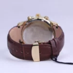 ساعت مچی مردانه الگانس بند چرم قهوه ای قاب طلایی G 1239/5 - Image 3