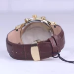 ساعت مچی مردانه الگانس بند چرم قهوه ای قاب طلایی G 1239/7 - Image 4