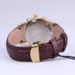 ساعت عقربه ای الگانس زنانه بند چرم قهوه ای قاب طلایی L 1238/6 - Image 4