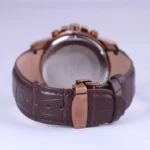 ساعت مچی الگانس مردانه بند چرم قهوه ای قاب رزگلد G 1203/4 - Image 4