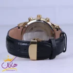 ساعت عقربه ای الگانس مردانه بند چرم قاب طلایی G2127/13 - Image 3