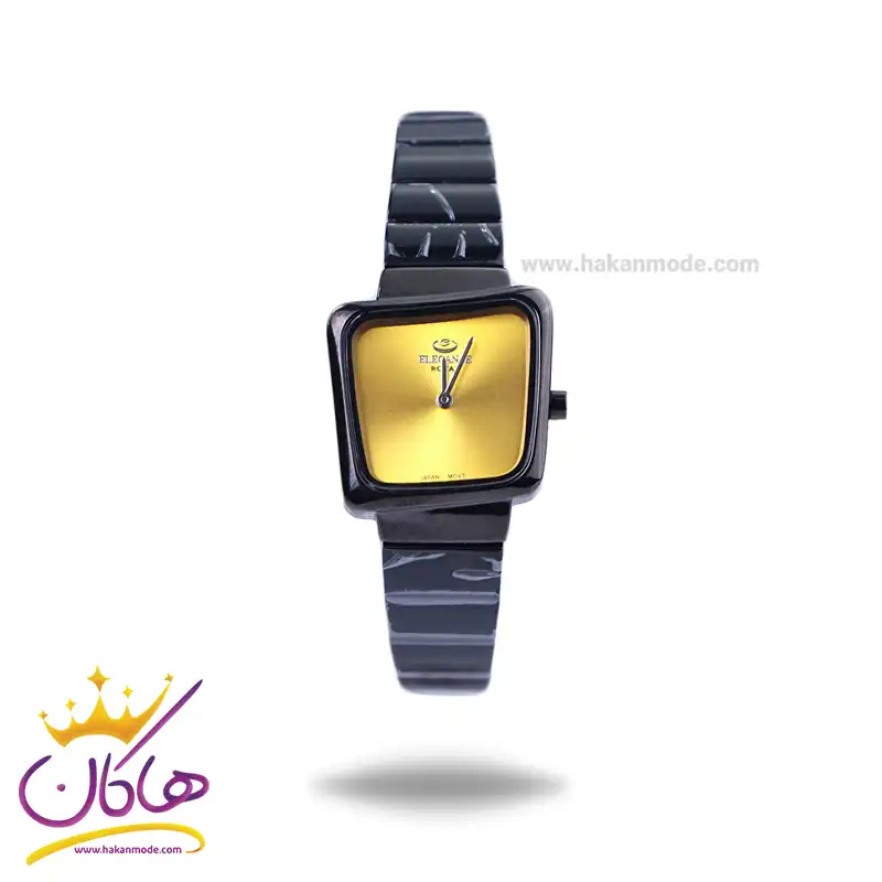 Elegance-royale-watch-code-ER-2196.51.webp ساعت مچی الگانس زنانه استیل مشکی صفحه مربع ER 2196/5 - Image 1
