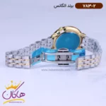 ساعت الگانس زنانه فلزی طلایی نقره ای نگین دار 783/2 - Image 2