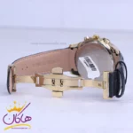 ساعت عقربه ای الگانس مردانه چرم مشکی قاب طلایی G 1205/1 - Image 2