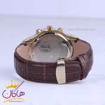 ساعت عقربه ای الگانس مردانه چرم قهوه ای صفحه طلایی G 1255/3 - Image 3