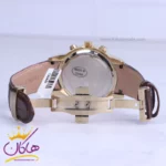 ساعت عقربه ای الگانس مردانه چرم قهوه ای صفحه طلایی G 1255/3 - Image 2