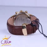 ساعت عقربه ای الگانس مردانه بند چرم قهوه ای قاب طلایی G2095/1 - Image 2