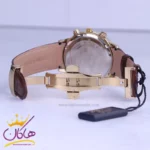 ساعت عقربه ای الگانس مردانه بند چرم قهوه ای قاب طلایی G2095/1 - Image 3