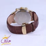 ساعت عقربه ای الگانس مردانه بند چرم قهوه ای قاب طلایی G2095/6 - Image 2