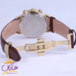 ساعت عقربه ای الگانس مردانه بند چرم قهوه ای قاب طلایی G2095/6 - Image 3