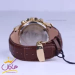 ساعت عقربه ای الگانس مردانه بند چرم قهوه ای قاب طلایی G2097/1 - Image 3