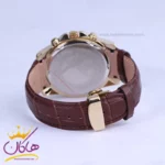 ساعت عقربه ای الگانس مردانه بند چرم قهوه ای قاب طلایی G2097/6 - Image 2