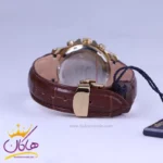 ساعت عقربه ای الگانس زنانه بند چرم قهوه ای قاب طلایی L2097/1 - Image 3